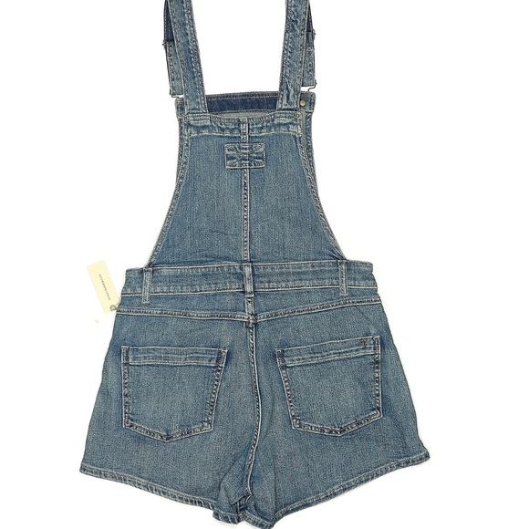 Anthropologie Blue Overall Shorts Jumpsuit Adjustable Straps Light Denim - Picture 3 of 4
